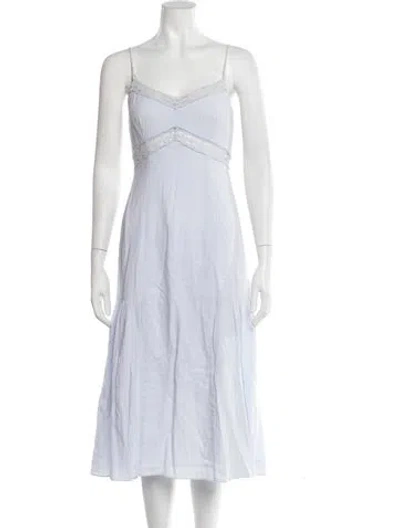 Pre-owned Intermix V-neck Midi Length Dress In Blue