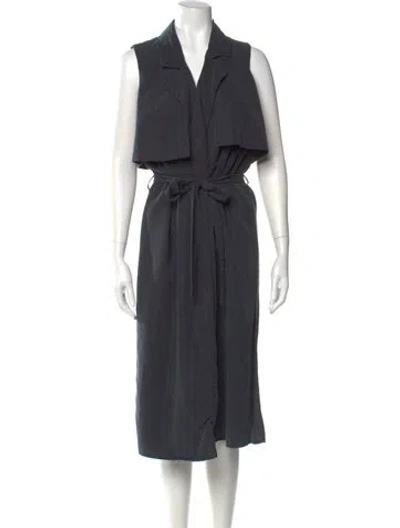 Pre-owned Intermix V-neck Midi Length Dress In Gray