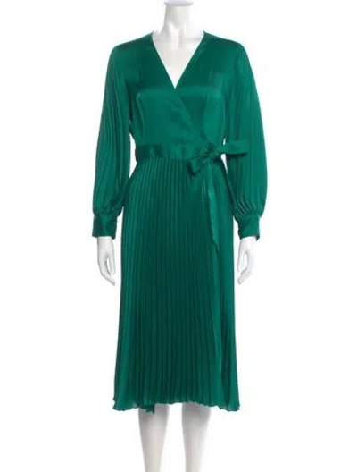 Pre-owned Intermix V-neck Midi Length Dress In Green