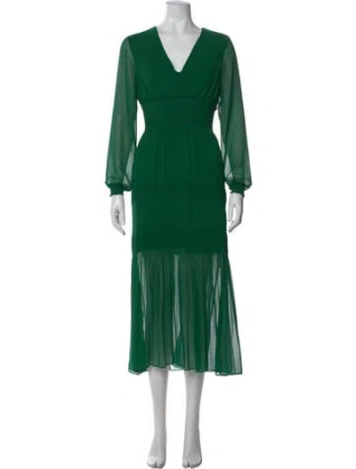 Pre-owned Intermix V-neck Midi Length Dress In Green