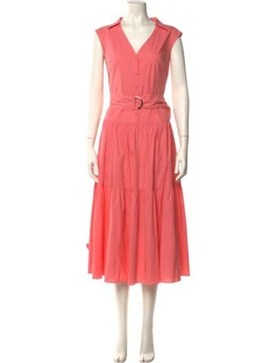 Pre-owned Intermix V-neck Midi Length Dress In Pink