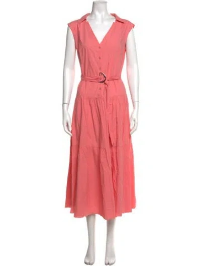 Pre-owned Intermix V-neck Midi Length Dress In Pink