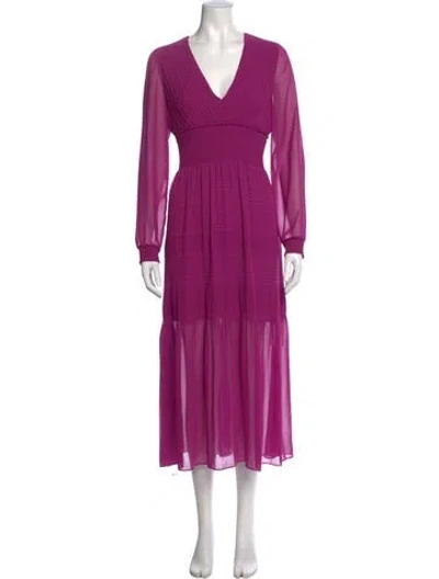 Pre-owned Intermix V-neck Midi Length Dress In Purple