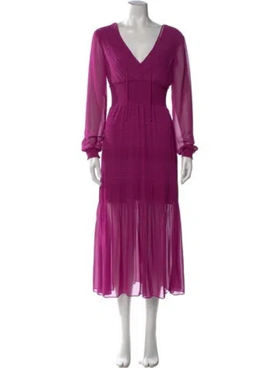 Pre-owned Intermix V-neck Midi Length Dress In Purple