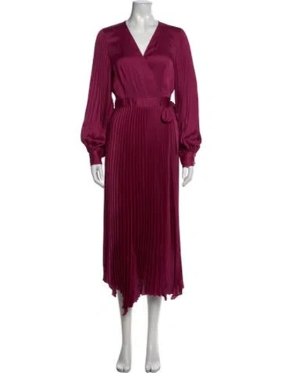 Pre-owned Intermix V-neck Midi Length Dress In Purple