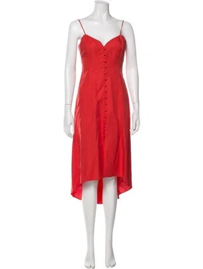 Pre-owned Intermix V-neck Midi Length Dress In Red