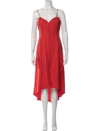 Pre-owned Intermix V-neck Midi Length Dress In Red