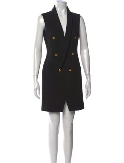 Pre-owned Intermix V-neck Mini Dress In Black