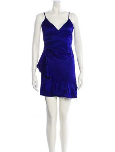 Pre-owned Intermix V-neck Mini Dress In Blue