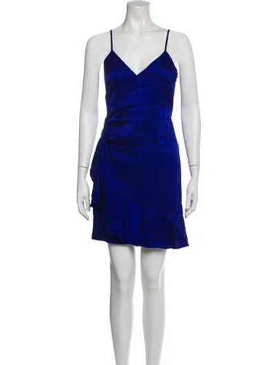 Pre-owned Intermix V-neck Mini Dress In Blue