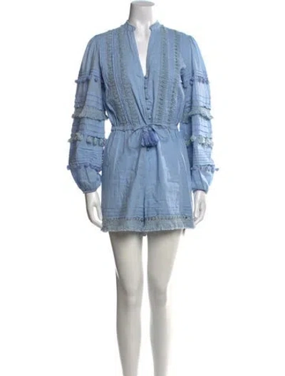 Pre-owned Intermix V-neck Mini Dress In Blue