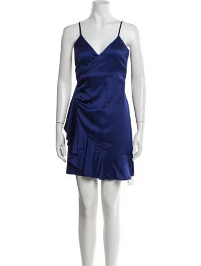 Pre-owned Intermix V-neck Mini Dress In Blue