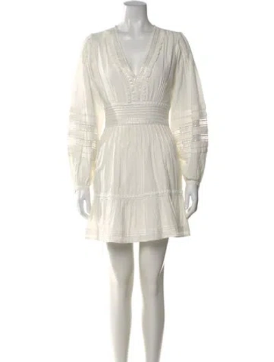 Pre-owned Intermix V-neck Mini Dress In Neutral