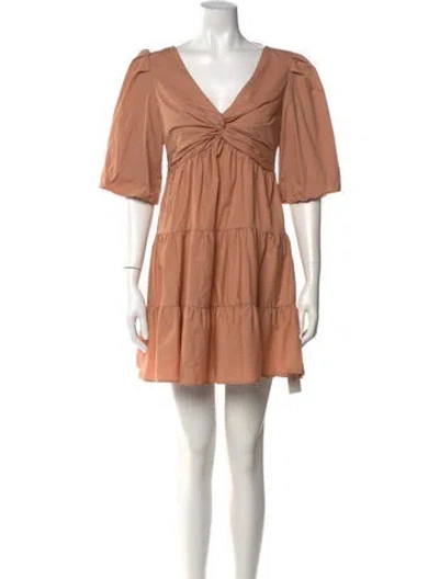 Pre-owned Intermix V-neck Mini Dress In Neutral