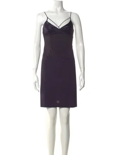 Pre-owned Intermix V-neck Mini Dress In Purple