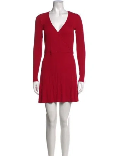 Pre-owned Intermix V-neck Mini Dress In Red