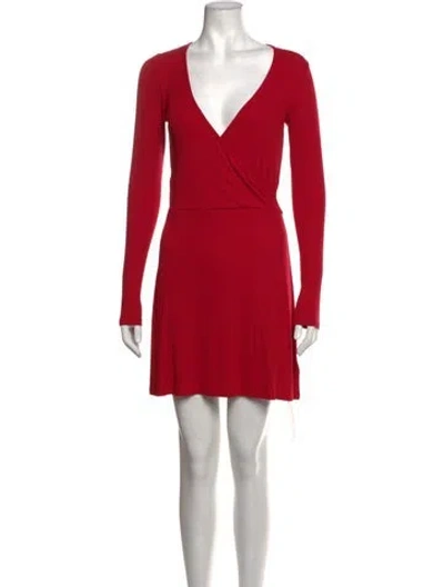 Pre-owned Intermix V-neck Mini Dress In Red