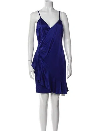 Pre-owned Intermix V-neck Mini Dress W/ Tags In Blue