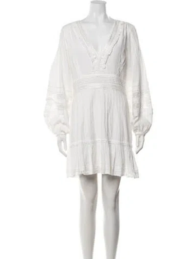 Pre-owned Intermix V-neck Mini Dress In White