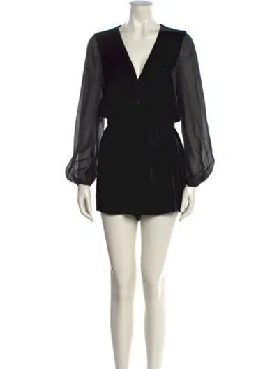 Pre-owned Intermix V-neck Romper In Black