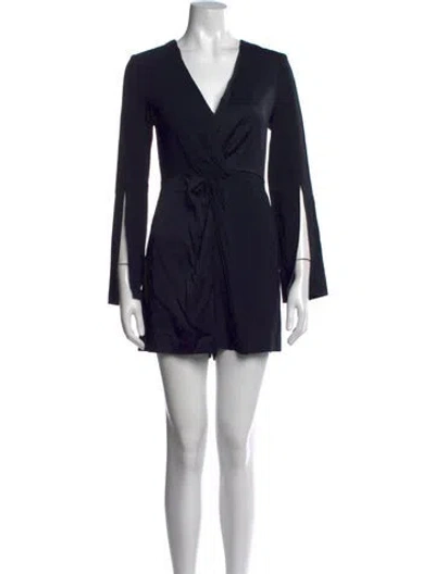 Pre-owned Intermix V-neck Romper In Blue