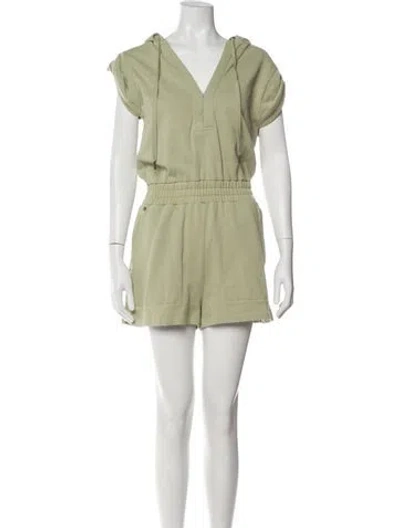 Pre-owned Intermix V-neck Romper In Green