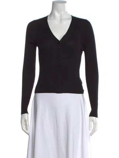 Pre-owned Intermix V-neck Sweater In Black