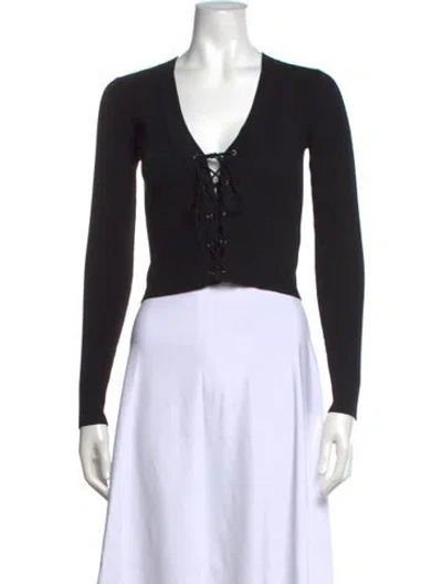 Pre-owned Intermix V-neck Sweater In Black