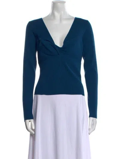 Pre-owned Intermix V-neck Sweater In Blue