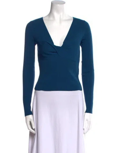 Pre-owned Intermix V-neck Sweater In Blue