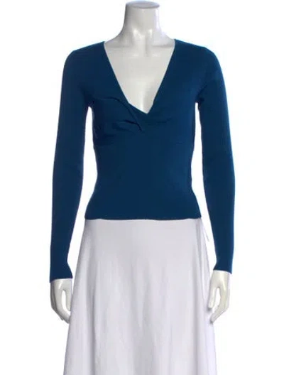 Pre-owned Intermix V-neck Sweater In Blue