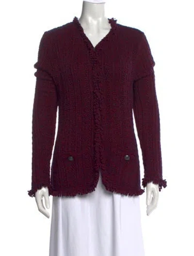 Pre-owned Intermix V-neck Sweater In Blue/red