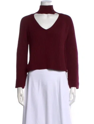 Pre-owned Intermix V-neck Sweater In Burgundy