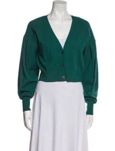 Pre-owned Intermix V-neck Sweater In Green