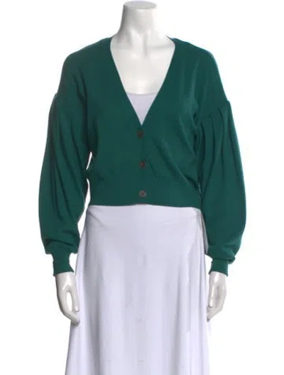 Pre-owned Intermix V-neck Sweater In Green