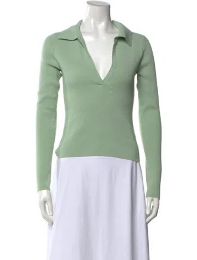 Pre-owned Intermix V-neck Sweater In Green