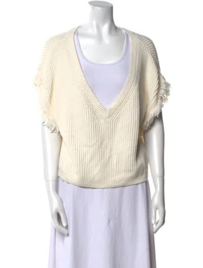 Pre-owned Intermix V-neck Sweater In Neutral