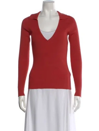 Pre-owned Intermix V-neck Sweater In Red