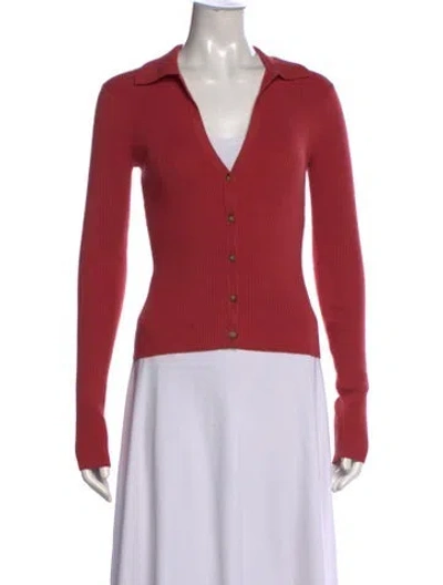 Pre-owned Intermix V-neck Sweater In Red