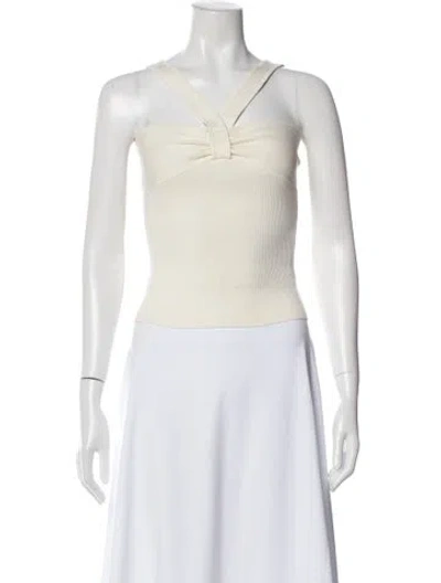 Pre-owned Intermix V-neck Sweater In White