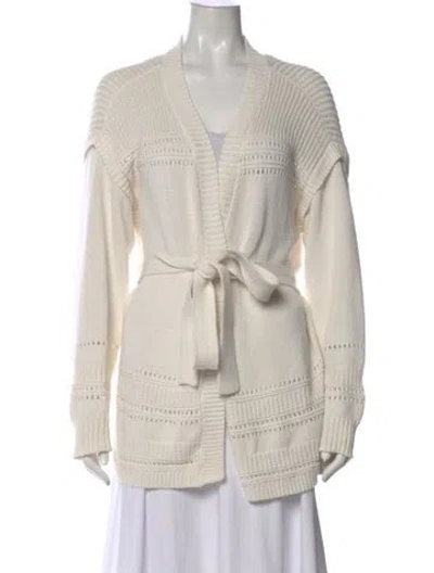 Pre-owned Intermix V-neck Sweater In White