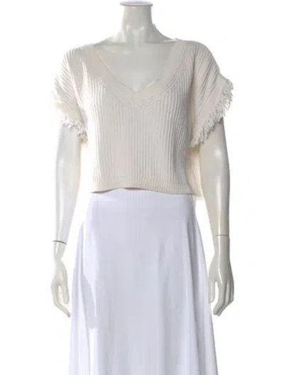 Pre-owned Intermix V-neck Sweater In White