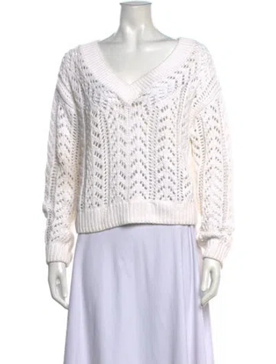 Pre-owned Intermix V-neck Sweater In White
