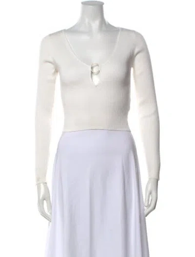 Pre-owned Intermix V-neck Sweater In White