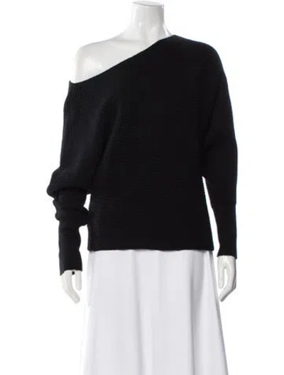 Pre-owned Intermix Wool Asymmetrical Sweater In Black