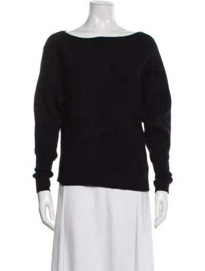 Pre-owned Intermix Wool Bateau Neckline Sweater In Black