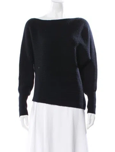 Pre-owned Intermix Wool Bateau Neckline Sweater In Black