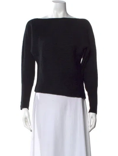 Pre-owned Intermix Wool Bateau Neckline Sweater In Black