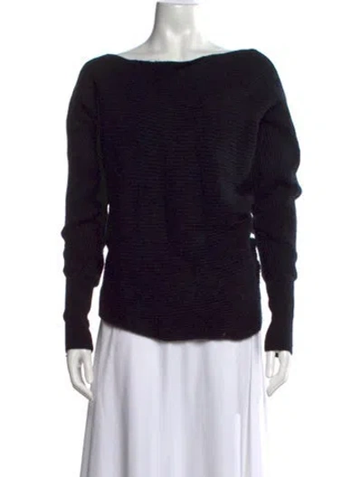 Pre-owned Intermix Wool Bateau Neckline Sweater In Black