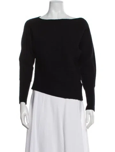 Pre-owned Intermix Wool Bateau Neckline Sweater In Black